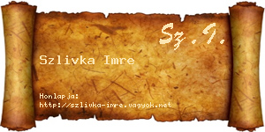 Szlivka Imre névjegykártya