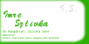 imre szlivka business card